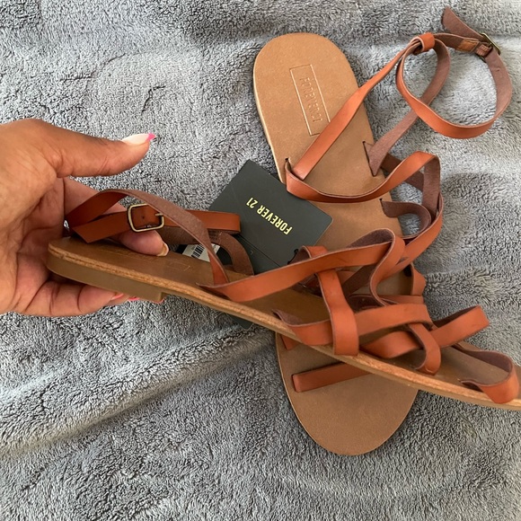 Forever 21 Genuine Leather Ankle Strap Sandals - Picture 3 of 4